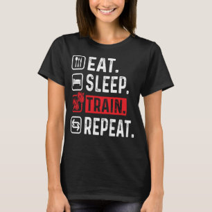 EAT SLAAP TREIN HERHALEN GYM WORKOUT FITNESS MOTIV T-SHIRT
