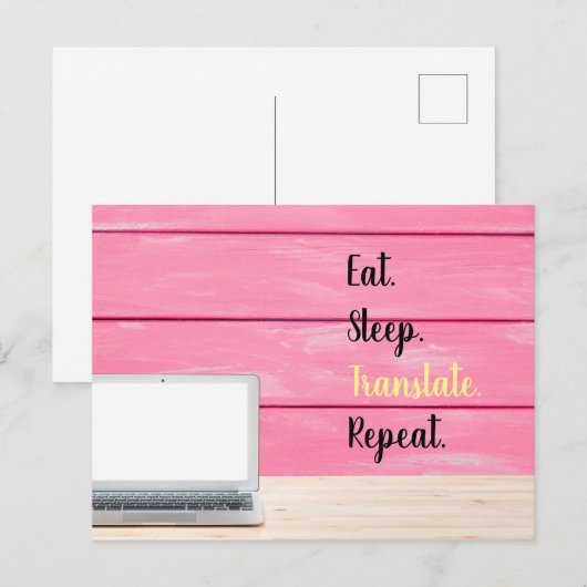 Eat, Slaap, Vertaal, Herhaal Briefkaart (Voorkant / Achterkant)