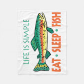 Eat, Slaap, Vissen - Grappig Gevist Fleece Deken (Voorkant)