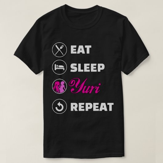 Eat slaap yuri-herhaling t-shirt (Design voorkant)