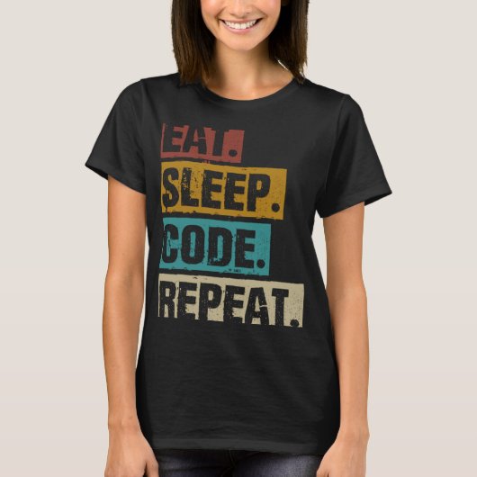 Eat Slaapcode Herhaal Codering Computer Software P T-shirt (Voorkant)