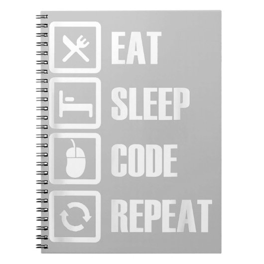 Eat Slaapcode Herhalingscoderingssoftware engineer Notitieboek (Voorkant)