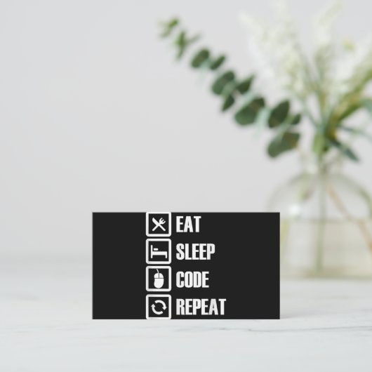 Eat Slaapcode Herhalingscoderingssoftware engineer Visitekaartje (Staand voorkant)