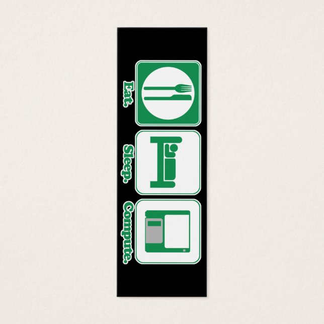 Eat slaapcomputer (groen) bladwijzer mini visitekaartjes (Voorkant)