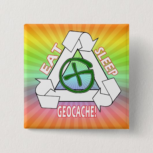 EAT SLAAPGEOCACHE - DOE HET OPNIEUW VIERKANTE BUTTON 5,1 CM (Voorkant)