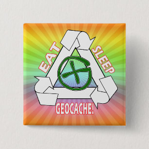 EAT SLAAPGEOCACHE - DOE HET OPNIEUW VIERKANTE BUTTON 5,1 CM