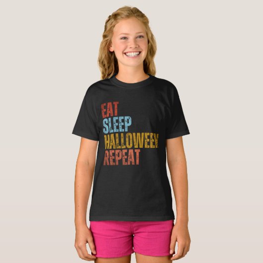 EAT SLAAPHALLOWEEN HERHAALD T-SHIRT (Voorkant volledig)