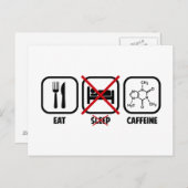 EAT, SLAP NIET, CAFFEINE BRIEFKAART (Voorkant / Achterkant)