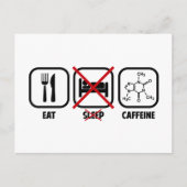 EAT, SLAP NIET, CAFFEINE BRIEFKAART (Voorkant)