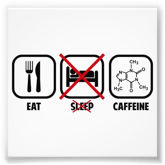EAT, SLAP NIET, CAFFEINE FOTO AFDRUK (Voorkant)