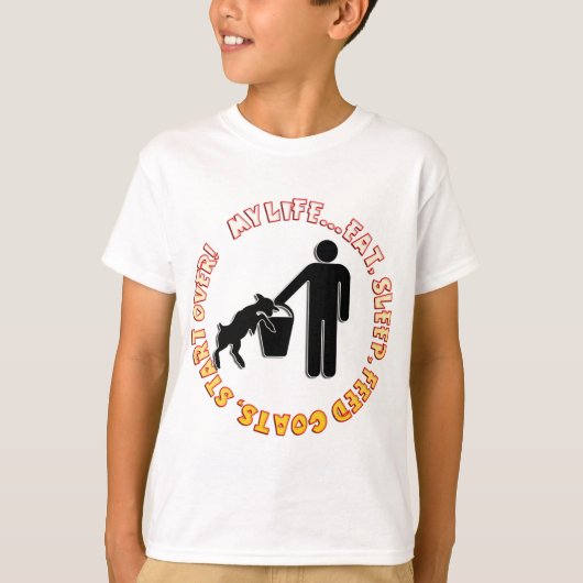 EAT, SLAP, VOEDERGOATS, BEGIN OVER - MIJN LEVEN T-SHIRT (Voorkant)