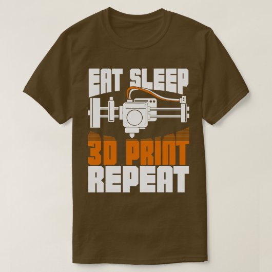 Eat Sleep 3d Print Herhaal T-shirt (Design voorkant)
