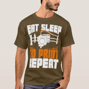 Eat Sleep 3d Print Herhaal T-shirt
