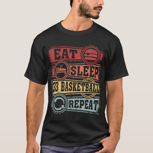Eat Sleep 3x3 basketbal Herhalen T-shirt (Voorkant)