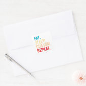 Eat Sleep Aangepaste Herhaal Gepersonaliseerde tek Vierkante Sticker (Envelop)