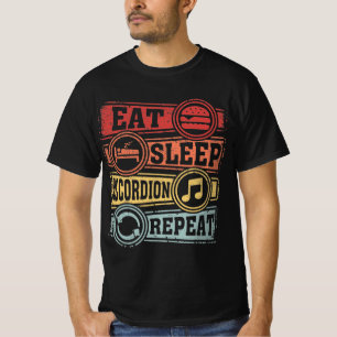 Eat Sleep Accordion Herhalen T-shirt