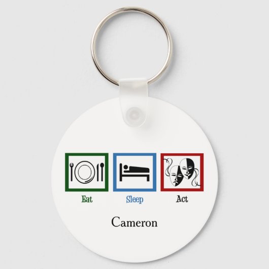 Eat Sleep Act Funny Theater Actor Sleutelhanger (Achterkant)