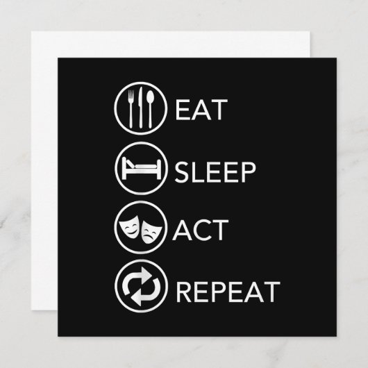 Eat Sleep Act Herhalen - Actors Actors Acteren Cad Bedankkaart (Voorkant / Achterkant)