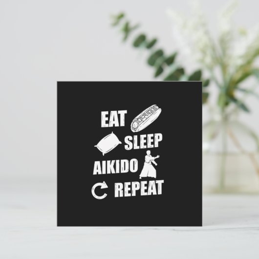Eat Sleep Aikido Herhaal Gift Idee Kaart (Staand voorkant)