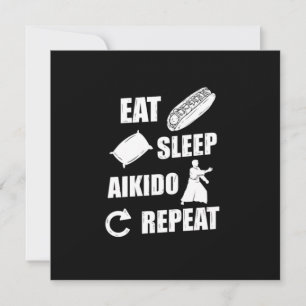 Eat Sleep Aikido Herhaal Gift Idee Kaart