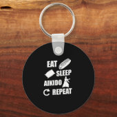 Eat Sleep Aikido Herhaal Gift Idee Sleutelhanger (Voorkant)