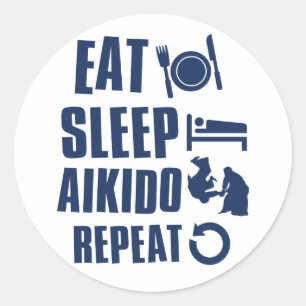 Eat Sleep Aikido Ronde Sticker