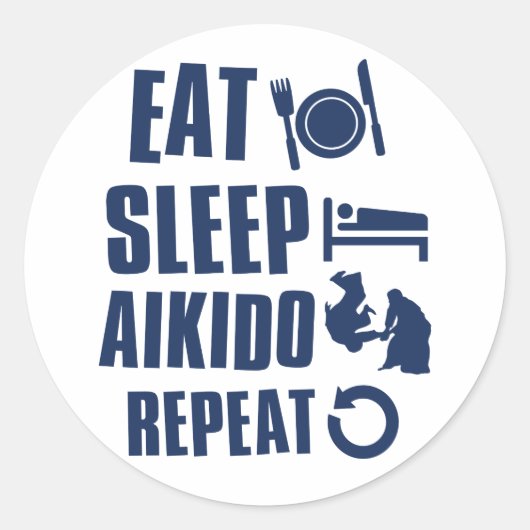 Eat Sleep Aikido Ronde Sticker (Voorkant)
