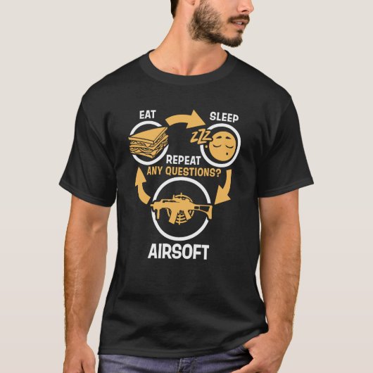 Eat Sleep Airsoft Repat - Funny Airsoft T-shirt (Voorkant)