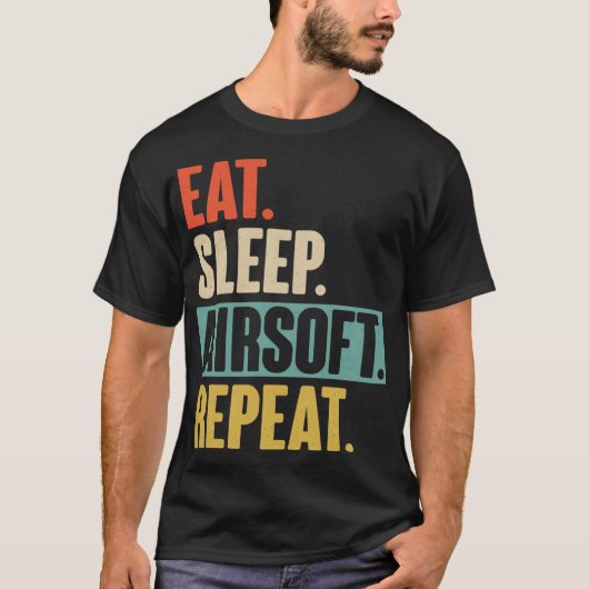 Eat Sleep Airsoft Repat - Funny Retro Air T-shirt (Voorkant)