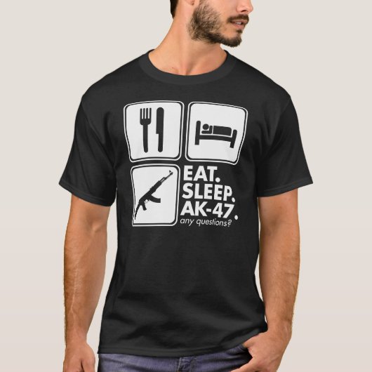 Eat Sleep AK-47 - Wit T-shirt (Voorkant)
