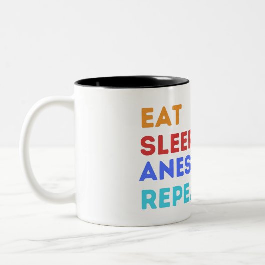 EAT SLEEP ANESTHESIA REPEAT - ANESTHESIE Two-Tone Tweekleurige Koffiemok (Links)
