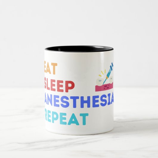 EAT SLEEP ANESTHESIA REPEAT - ANESTHESIE Two-Tone Tweekleurige Koffiemok (Center)