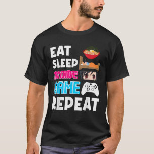 Eat Sleep Anime Game Herhaal Shirt Anime Manga Shi