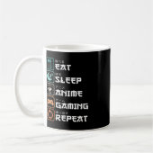 Eat Sleep Anime Gaming Herhaal Fun Otaku Gamer Koffiemok (Links)