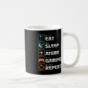 Eat Sleep Anime Gaming Herhaal Fun Otaku Gamer Koffiemok
