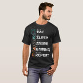 Eat Sleep Anime Gaming Herhaal Fun Otaku Gamer T-shirt (Voorkant volledig)