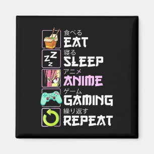 Eat Sleep Anime Gaming Herhaal Kawaii Otaku Anime Magneet