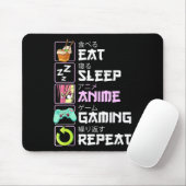 Eat Sleep Anime Gaming Herhaal Kawaii Otaku Anime Muismat (Met muis)