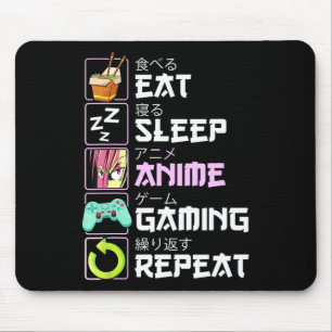 Eat Sleep Anime Gaming Herhaal Kawaii Otaku Anime Muismat