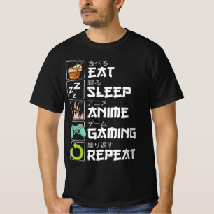 Eat Sleep Anime Gaming Herhaal Kawaii Otaku Anime  T-shirt