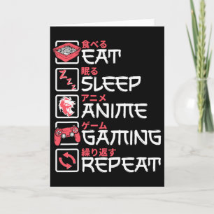 Eat Sleep Anime Gaming Herhaal Otaku Gamer Japans Kaart