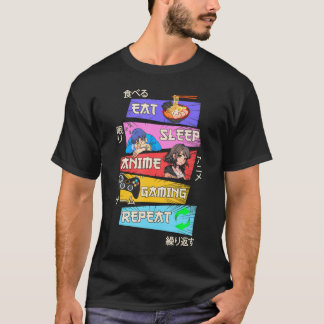 Eat Sleep Anime Gaming Herhaal Otaku Gamer Japans T-shirt