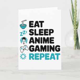 Eat Sleep Anime Gaming Herhaal Video Gamer Anime L Kaart
