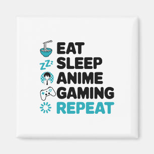 Eat Sleep Anime Gaming Herhaal Video Gamer Anime L Magneet