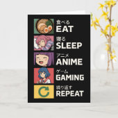 Eat Sleep Anime Gaming Herhalen Kaart (Gele Bloem)