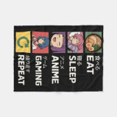 Eat Sleep Anime Gaming Repeat  Fleece Deken (Voorkant (Horizontaal))