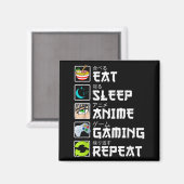 Eat Sleep Anime Gaming Repeat Kawaii Otaku Anime M Magneet (Voorkant / Achterkant)