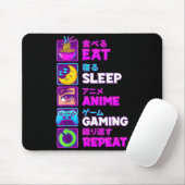 Eat Sleep Anime Gaming Repeat Kawaii Otaku Anime M Muismat (Met muis)