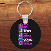 Eat Sleep Anime Gaming Repeat Kawaii Otaku Anime M Sleutelhanger (Voorkant)