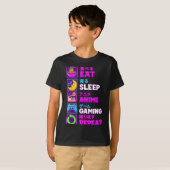 Eat Sleep Anime Gaming Repeat Kawaii Otaku Anime M T-shirt (Voorkant volledig)